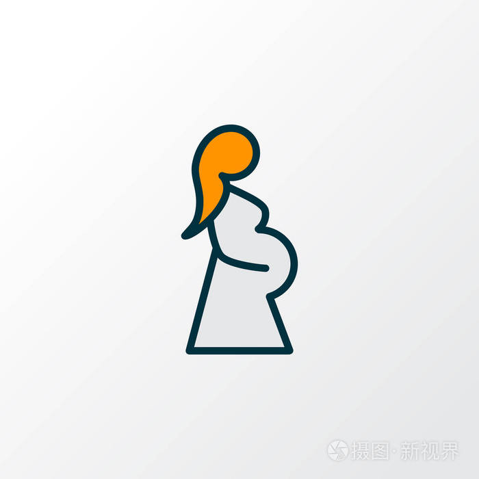 孕妇图标彩色线条符号.时尚风格的优质隔离怀孕元素