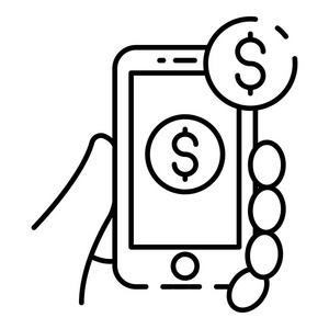 网络智能手机银行图标, 大纲样式