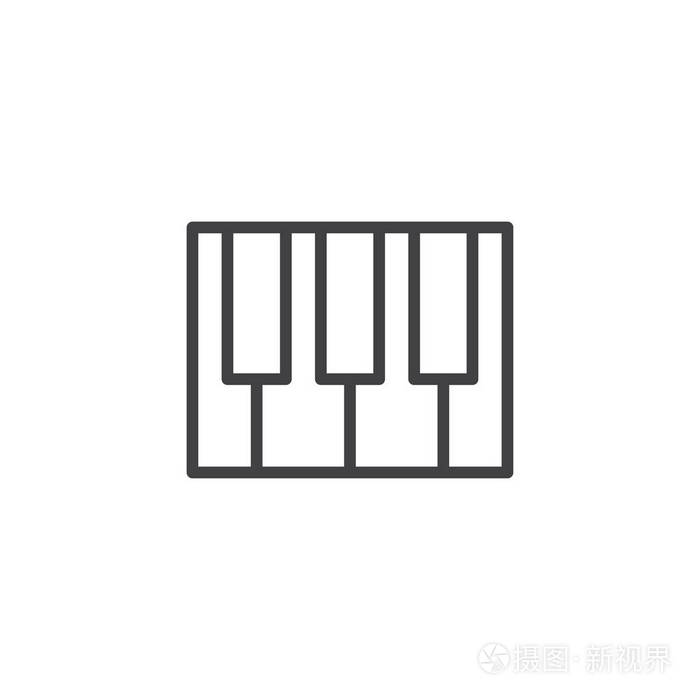 钢琴键线图标轮廓矢量符号线性风格象形文字隔离在白色上.