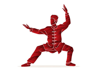 人功夫姿势准备打图形矢量.照片