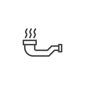 吸烟管轮廓图标。 移动概念和网页设计的线性风格标志。 烟管简单线矢量图标。 符号标志插图。 像素完美矢量图形