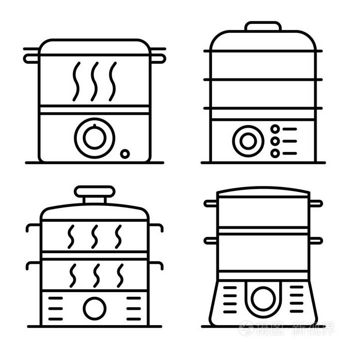 蒸汽机图标设置, 轮廓样式插画-正版商用图片190ihe-摄图新视界
