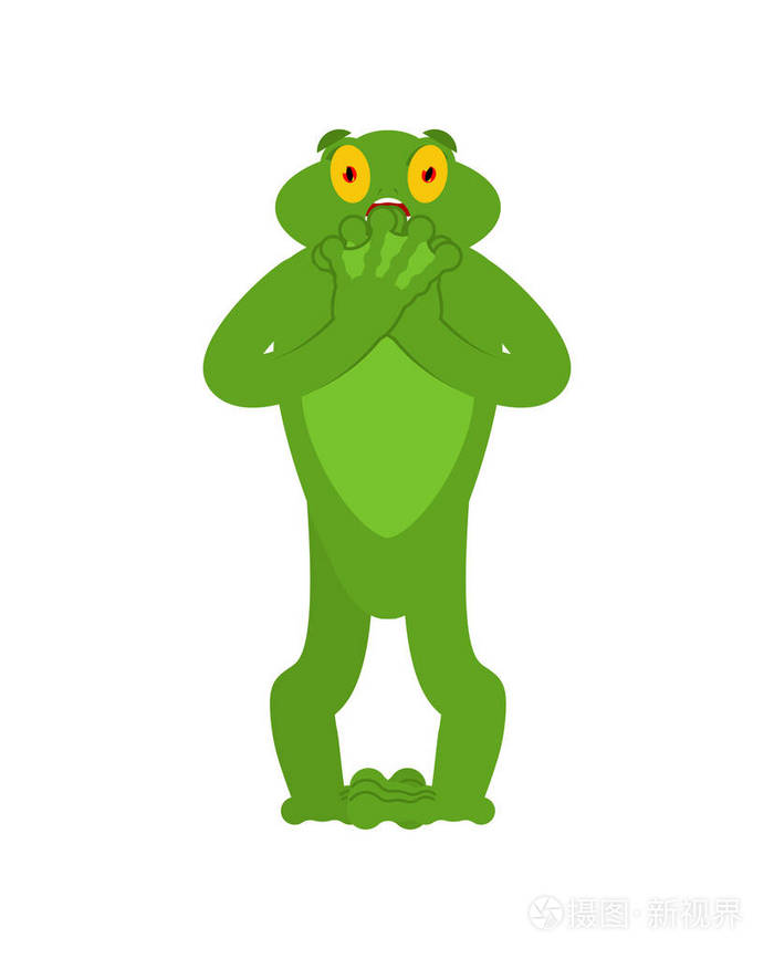 青蛙害怕omg的情绪蟾蜍哦我的上帝表情吓坏了阿努兰矢量插图