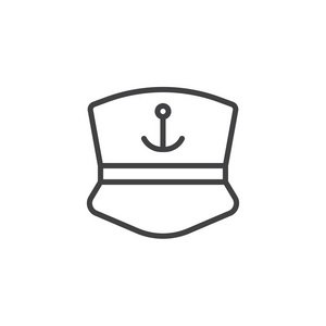 s cap with anchor simple line vector icon. Symbol, logo illustra