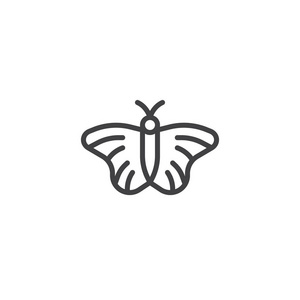 蝴蝶线图标，轮廓矢量符号，线性风格象形孤立在白色上。蛾符号，标志插图..易生中风