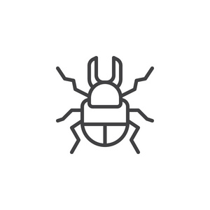 甲虫线图标，轮廓矢量符号，线性样式象形孤立在白色上。虫符号，标志插图..易生中风