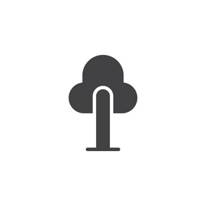 树矢量图标。填充平面标志的移动概念和网页设计。木简单实心图标..符号，标志插图..像素完美矢量图形