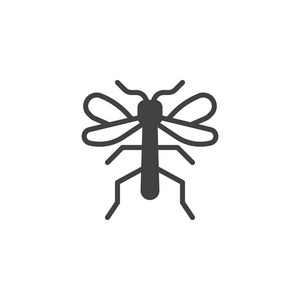 蚊虫图标矢量，填充平标，固体象形孤立于白色上..符号，标志插图..