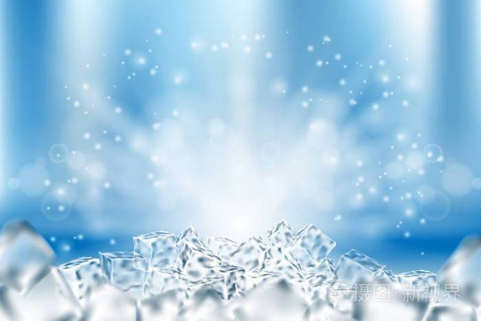 抽象冰冷的立方体背景.抽象冰和雪在浅蓝色海报设计, 3d 例证