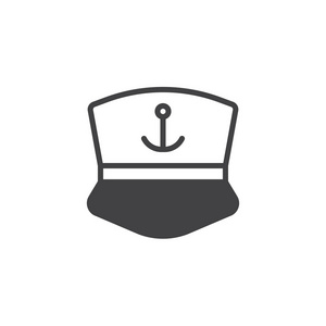 s cap with anchor simple solid icon. Symbol, logo illustration. 