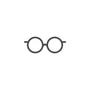 圆形眼镜线图标，轮廓矢量符号，线性风格象形孤立在白色上。眼镜符号，标志插图..易生中风
