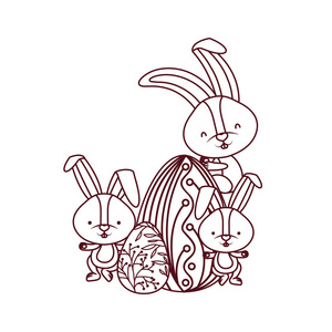 复活节兔子与鸡蛋隔离图标图片