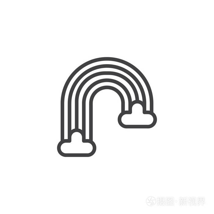 彩虹轮廓图标.移动概念和网页设计的线性风格标志.简单的线向量图标.