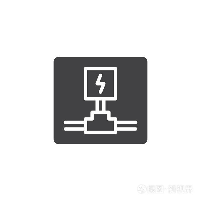 电气配线图标矢量,填充平标,实心象形隔离在白色上.符号,标志插图.