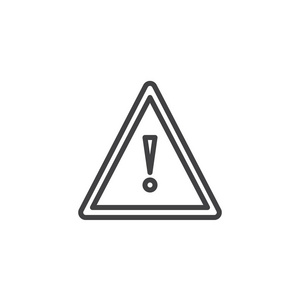 三角形信号与感叹号符号标志插图. 可编辑行程照片