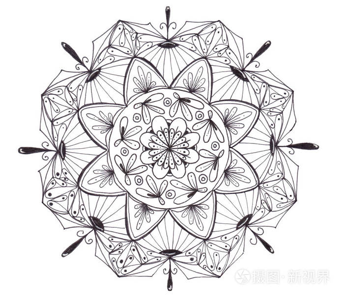 黑色曼陀罗图片手绘图片