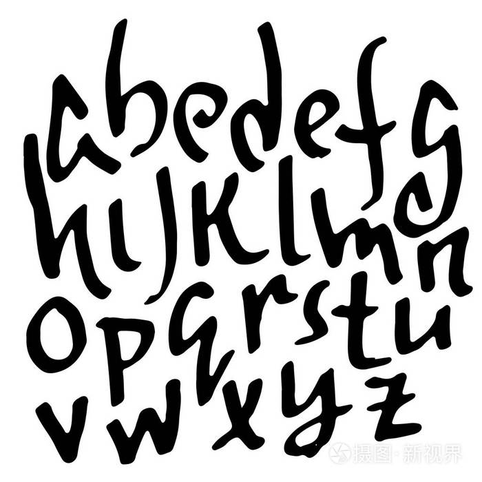 手写的粗字油墨字体.向量例证