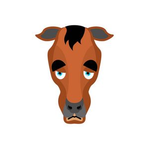 悲壮背景图马悲壮表情. 充满悲伤的情绪. 华斯迟钝. 矢量插图照片