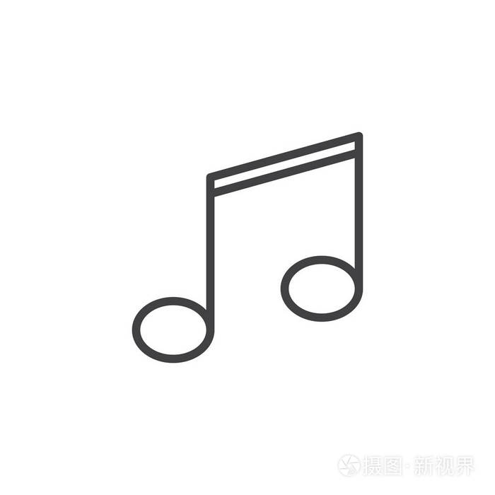 音符线图标轮廓矢量符号线式象形图隔离在白色上音乐笔记符号标志插图