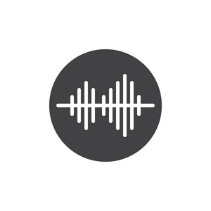 声波图标矢量填充平号固体象形文字隔离在白色上。 音频声波符号标志插图。