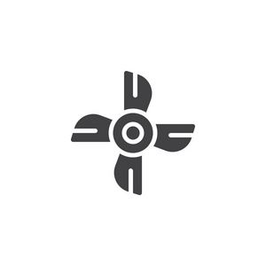 为移动概念和网页设计填充平面标志.船螺旋桨简单固体图标.