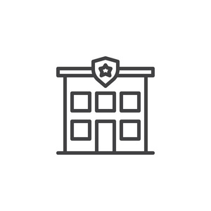 派出所线路图标轮廓矢量标志线性样式象形文字隔离在白色上.