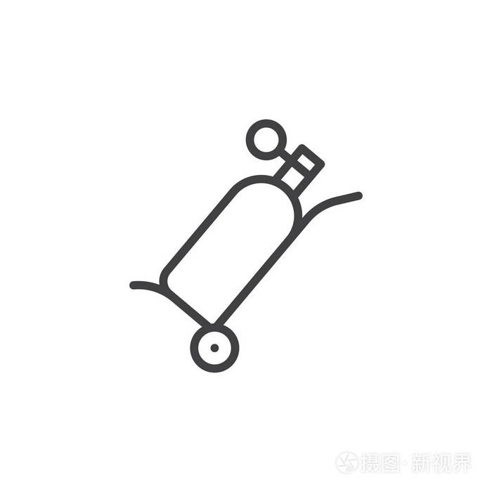 插画 氧气罐线图标轮廓矢量符号线性样式象形文字隔离在白色上.