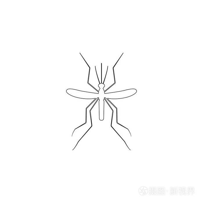 蚊子. 简单的平面矢量图标插图. 轮廓线符号可编辑笔画