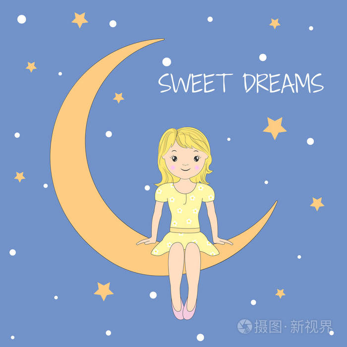 甜蜜的梦. 贺卡. t恤的图形.插画-正版商用图片190r6r-摄图新视界