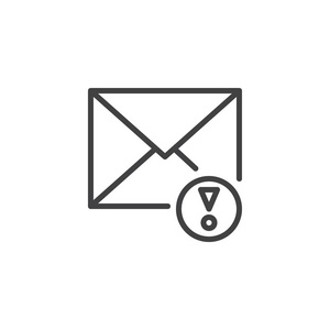 重要的邮件线图标轮廓矢量标志线性风格象形文字隔离在白色上。 注意电子邮件符号标志插图。 可编辑行程