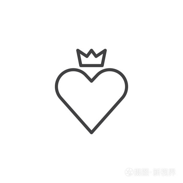 心冠线图标轮廓矢量符号线性风格象形文字隔离在白色上.