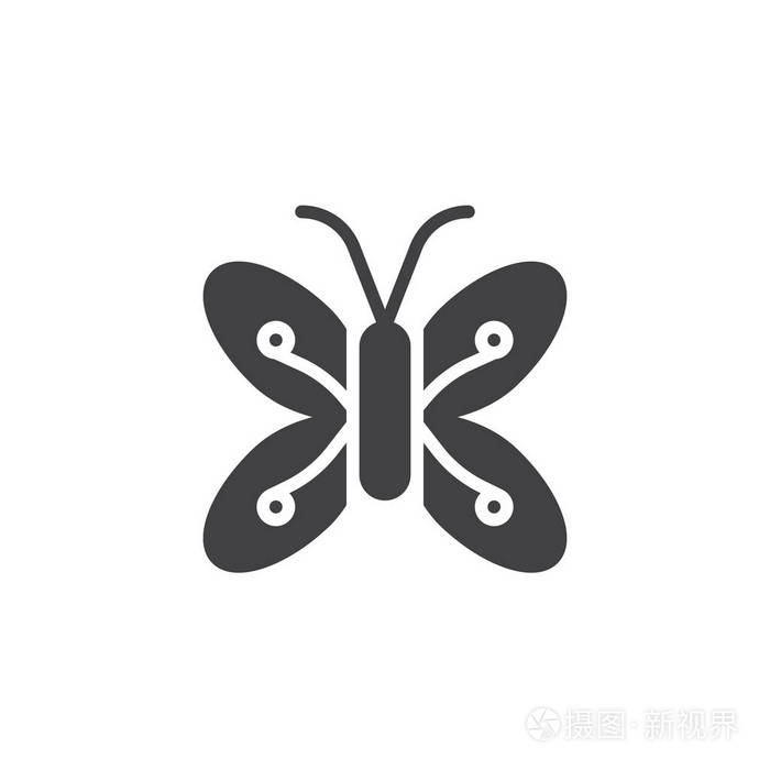 蝴蝶图标矢量填充平面标志固体象形文字隔离在白色上。 符号标志插图。