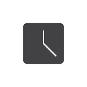 历史按钮图标矢量填充平面标志固体象形文字隔离在白色上。 方形时钟符号标志插图。