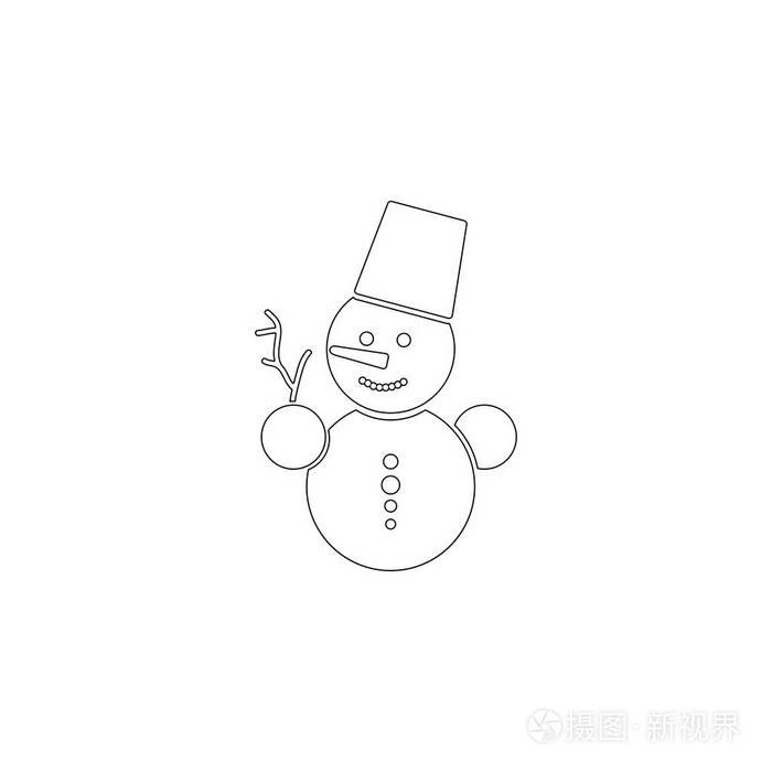 冬天雪人快乐. 简单的平面矢量图标插图. 轮廓线符号可编辑笔画