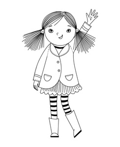 女孩挥手图片-女孩挥手素材-女孩挥手插画-摄图新视界