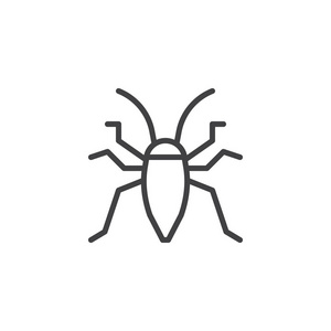 臭虫昆虫线图标轮廓矢量符号线性风格象形文字隔离在白色上.