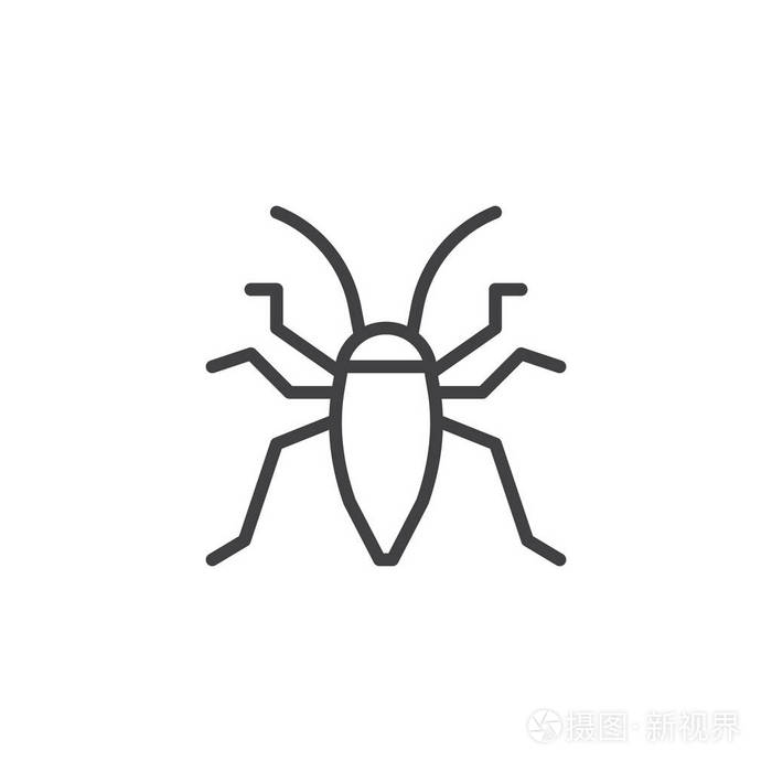 臭虫昆虫线图标轮廓矢量符号线性风格象形文字隔离在白色上.