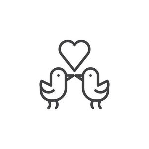 s Day lover bird symbol, logo illustration. Editable stroke