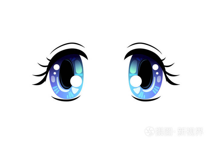 明亮的眼睛蓝色的美丽的眼睛光线反射漫画