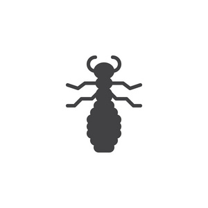 跳蚤昆虫图标矢量填充平面标志固体象形文字隔离在白色上。 虱子符号标志插图。