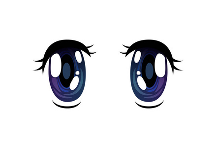 明亮的眼睛, 美丽的眼睛与光反射漫画日本风格的矢量插图照片