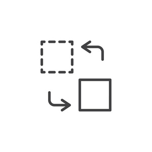转移线图标轮廓矢量符号线性样式象形文字隔离在白色上。 符号标志插图。 可编辑行程