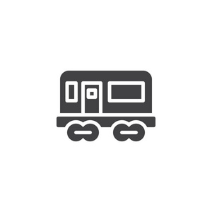 铁路运输矢量图标。 填充平面标志的移动概念和网页设计。 火车旅行简单实心图标。 符号标志插图。 像素完美矢量图形