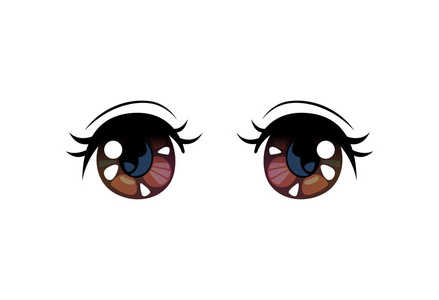 的眼睛在紫丁香或粉红色的设计或创作卡通卡瓦伊字符隔离在透明的背景