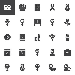 s day vector icons set, modern solid symbol collection, filled s