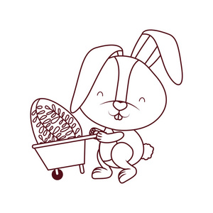 兔子与手推车和复活节彩蛋图标照片