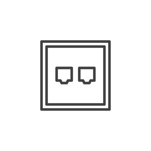 网络插座符号标志插图. 可编辑行程照片