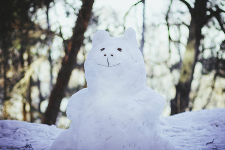 俄罗斯雪人冬天在森林里