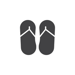 触发器矢量图标。 填充平面标志的移动概念和网页设计。 夏季拖鞋脚穿简单实心图标。 符号标志插图。 像素完美矢量图形