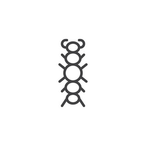 毛毛虫昆虫线图标轮廓矢量符号线性样式象形文字隔离在白色上。 符号标志插图。 可编辑行程